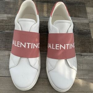 Valentino White Sneakers with Pink Strap